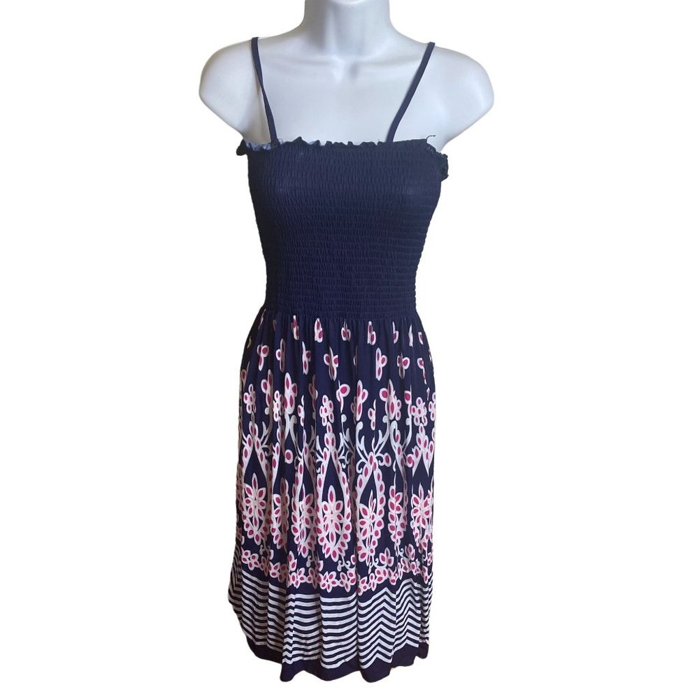 Carnival Fashion Sundress size Medium blue pink white floral
